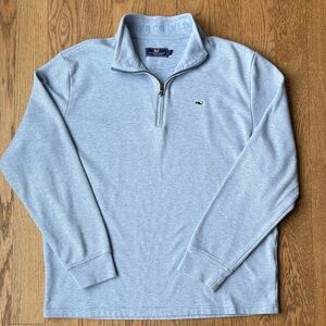 Vineyard Vines Men’s ¼ Zip Pullover – Size XL – Light Blue & White Stripe